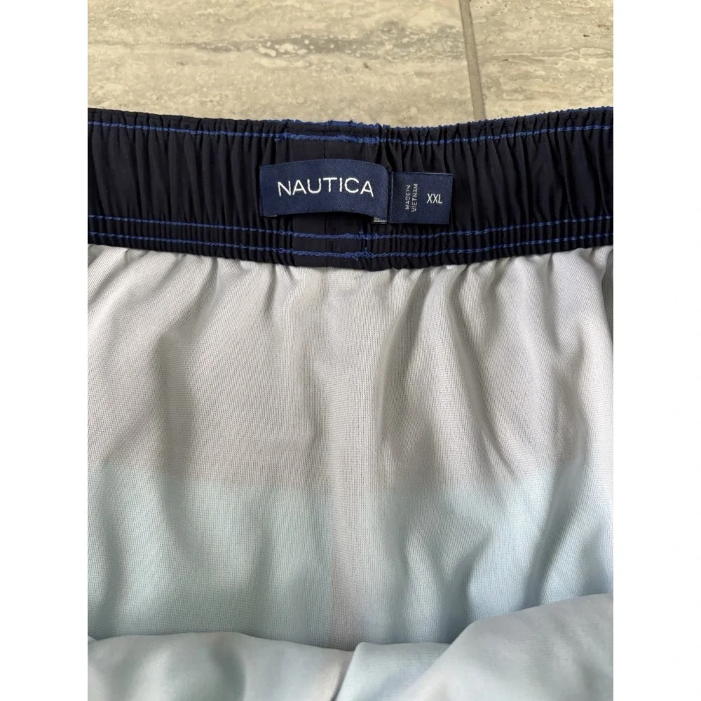 NWT Nautica Men's Swim Trunks XXL  Blue Colorblock Beachwear Linned 6